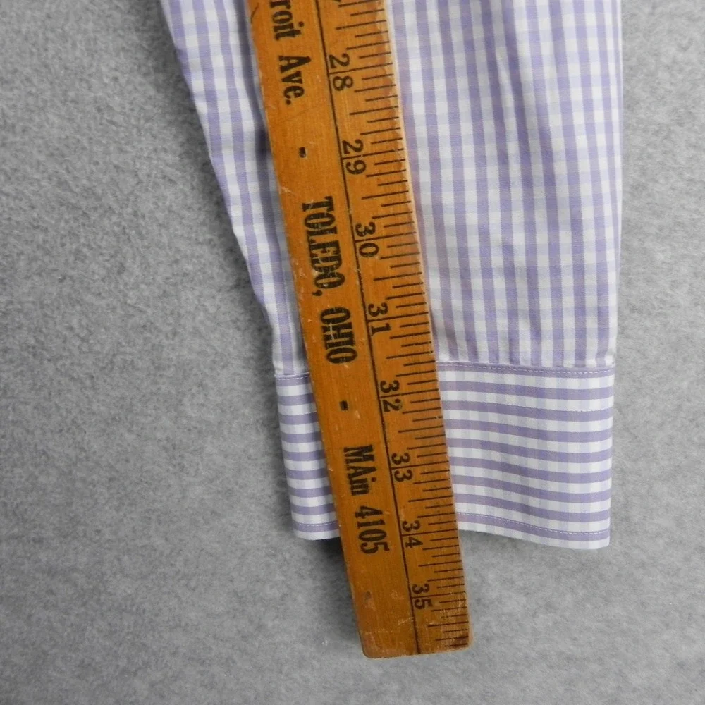 Banana Republic Shirt Mens Large Slim Fit Non-Iron Purple Gingham Cotton Button